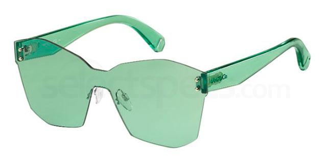 Bottega Veneta wrap around green sunglasses