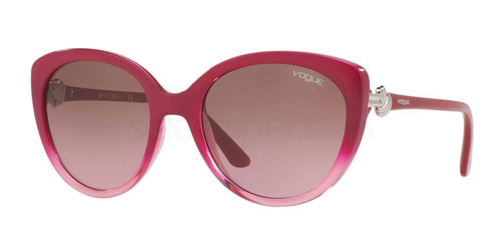 Vogue VO5060S Cat-eye sunglasses red top graduated pink, oversized with silver detail on the temple